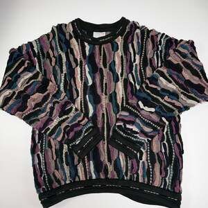 Vintage COOGI Australia 3D Textured Knit Multicolor Crewneck Sweater XL